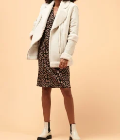 Sale La Fée Maraboutée Blouson aviateur effet peau lainée - 36 Beige