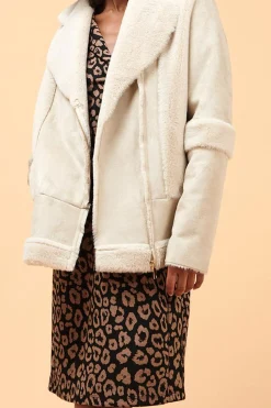 Discount La Fée Maraboutée Blouson aviateur effet peau lainée - 36 Beige