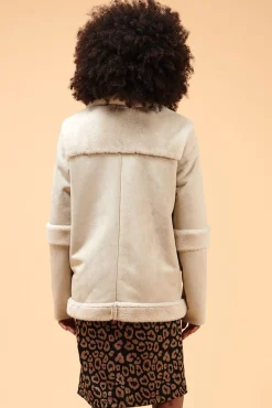 Discount La Fée Maraboutée Blouson aviateur effet peau lainée - 36 Beige