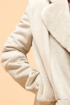 Sale La Fée Maraboutée Blouson aviateur effet peau lainée - 36 Beige