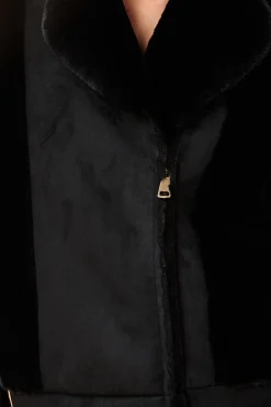 Fashion La Fée Maraboutée Blouson aviateur effet peau lainée - 40 Noir