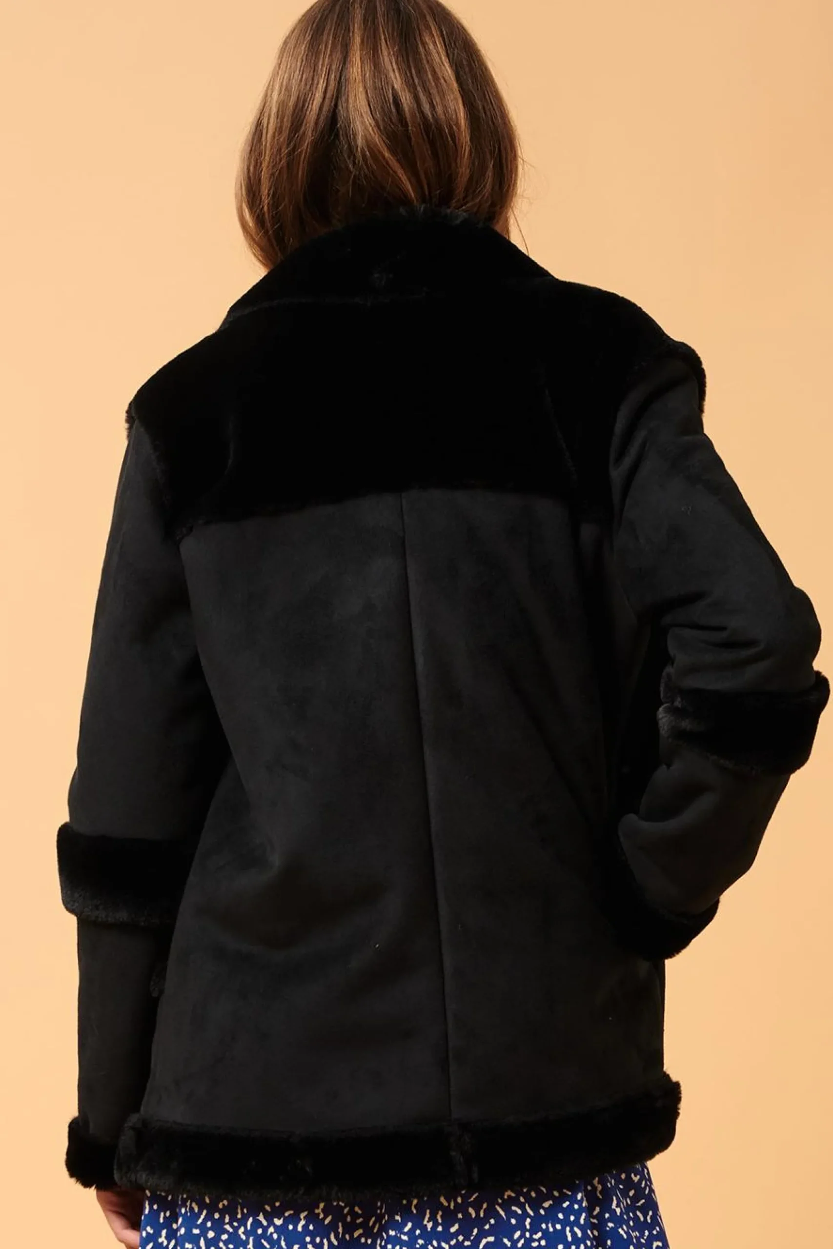 Online La Fée Maraboutée Blouson aviateur effet peau lainée - XS/34 Noir