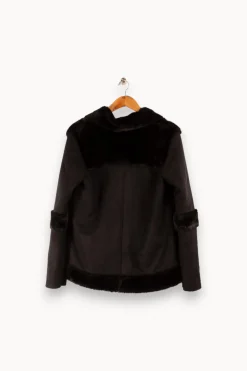Online La Fée Maraboutée Blouson aviateur effet peau lainée - XS/34 Noir