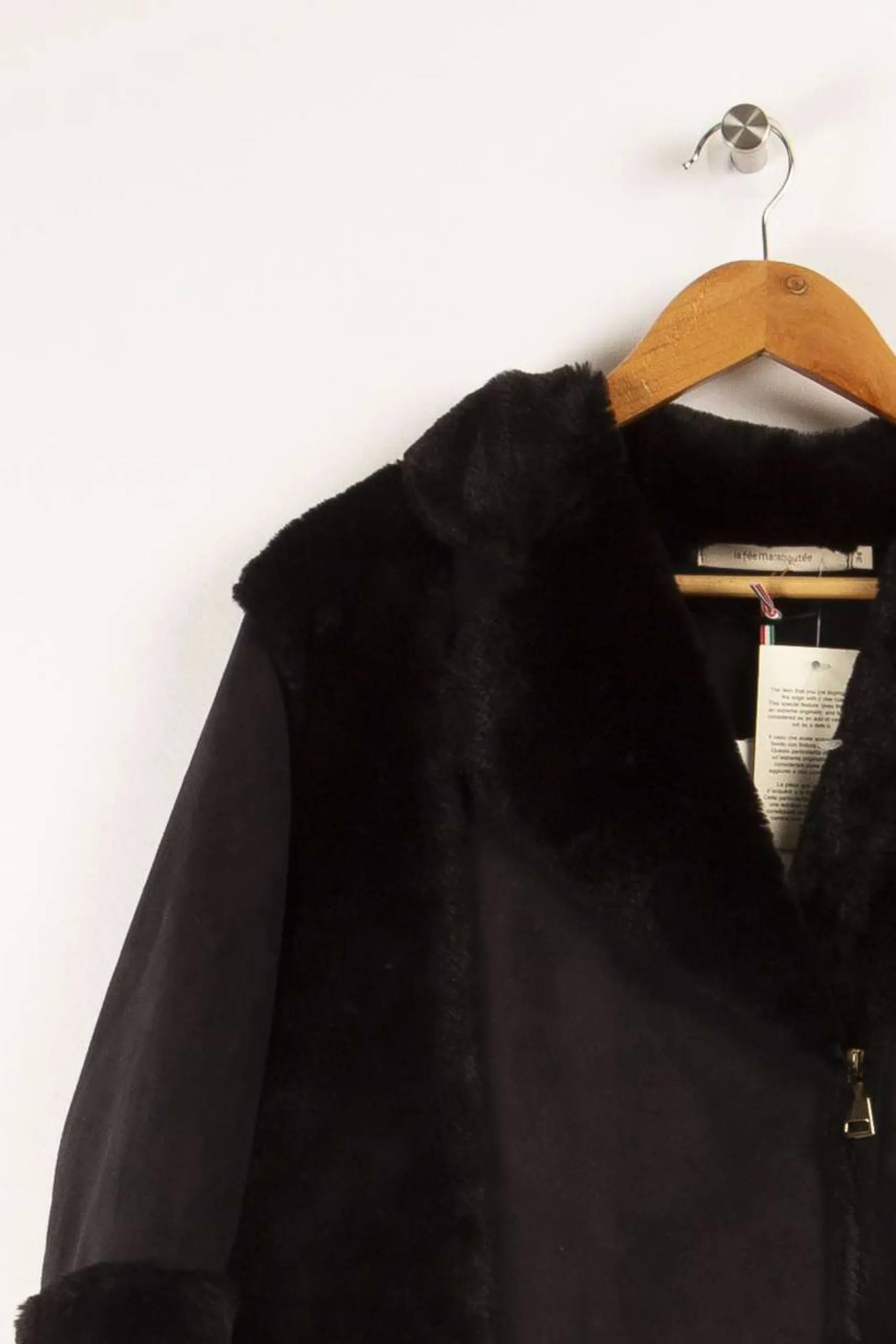 Online La Fée Maraboutée Blouson aviateur effet peau lainée - XS/34 Noir