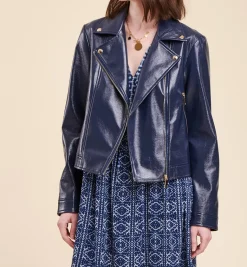 Best Sale La Fée Maraboutée Blouson esprit motard - 36 Bleu