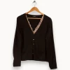 Best Caroll Cardigan foncé avec dentelle rose - Taille XXL/44 Marron