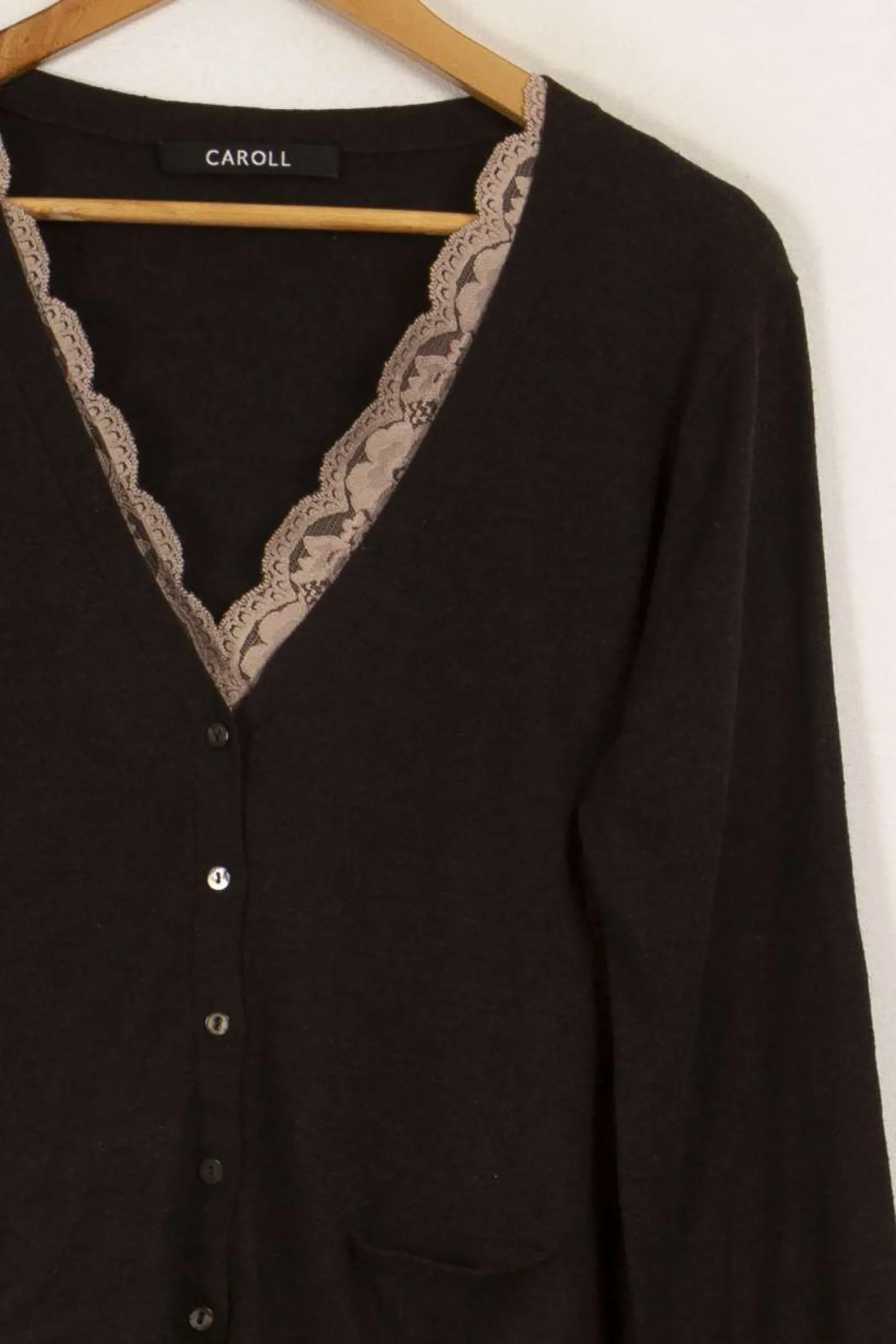 Best Caroll Cardigan foncé avec dentelle rose - Taille XXL/44 Marron