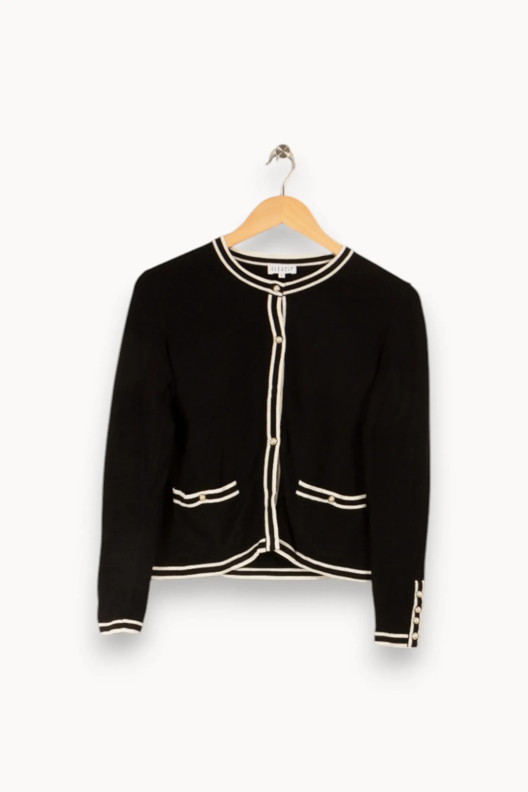 Discount Claudie Pierlot Cardigan avec détails blancs - Taille M/38 Noir