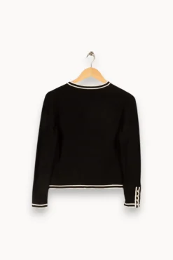 Discount Claudie Pierlot Cardigan avec détails blancs - Taille M/38 Noir