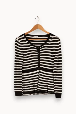 Online Claudie Pierlot Cardigan et blanc rayé - Taille S/36 Noir