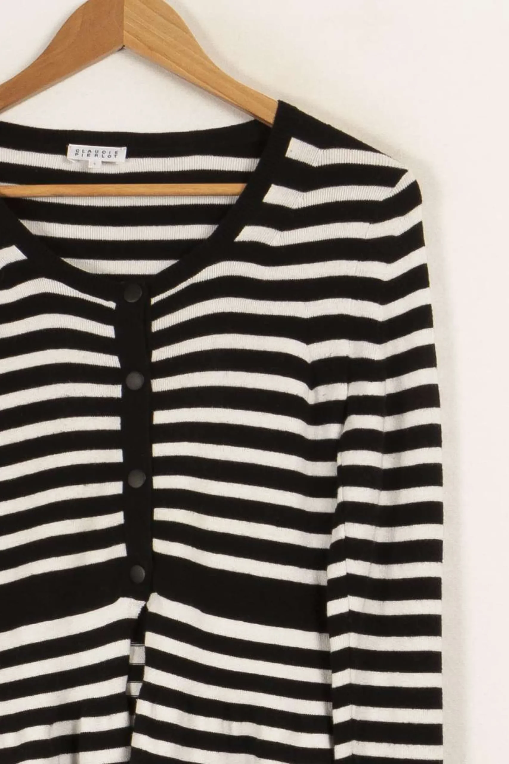 Online Claudie Pierlot Cardigan et blanc rayé - Taille S/36 Noir