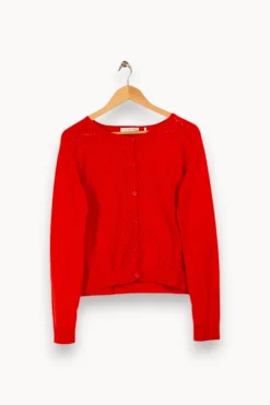 Discount Sandro Cardigan à trous - Taille L/40 Rouge
