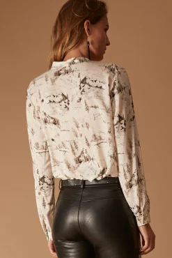 Cheap La Fée Maraboutée Chemise à imprimé hivernal - M/38 Beige