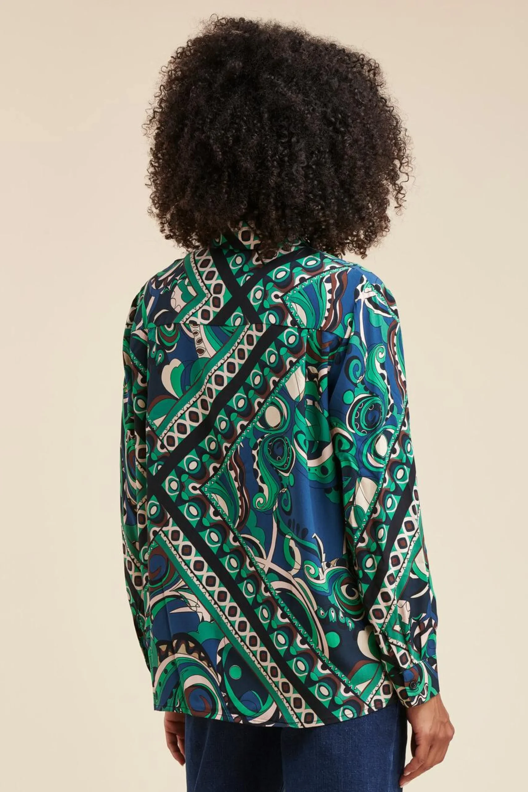 Clearance La Fée Maraboutée Chemise ample en viscose Ecovero à imprimé foulard - S/36 Vert
