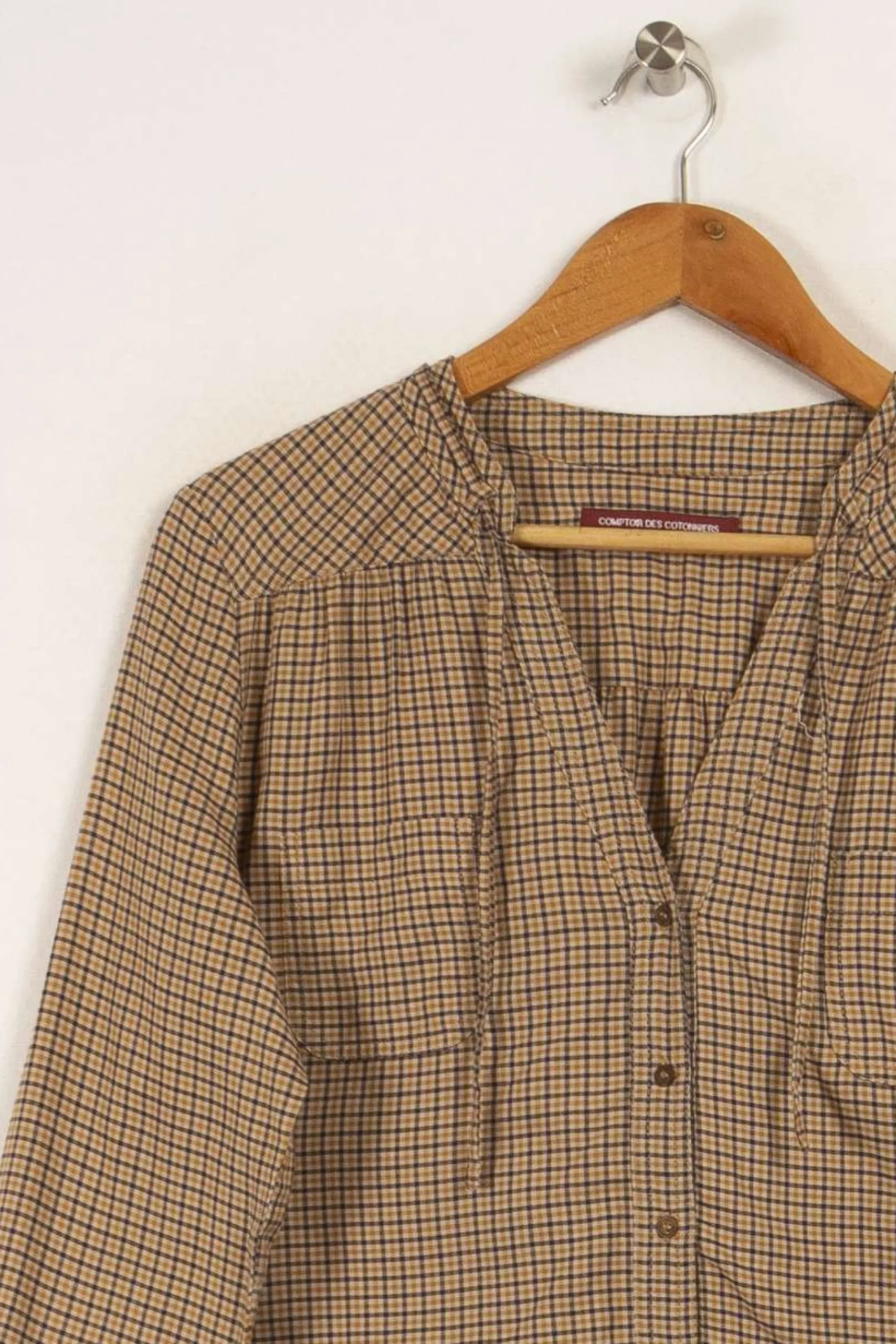 Discount Comptoir des Cotonniers Chemise à carreaux - Taille L/40 Beige