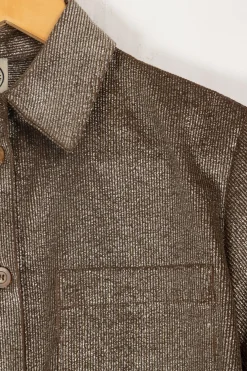 Shop Ines de la Fressange Paris Chemise Cassia en velours argenté - 34 Gris