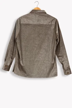 Shop Ines de la Fressange Paris Chemise Cassia en velours argenté - 34 Gris