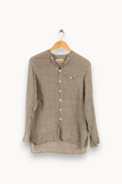Sale Laurence Bras Chemise en soie légère à motif - Taille XS/34 Gris