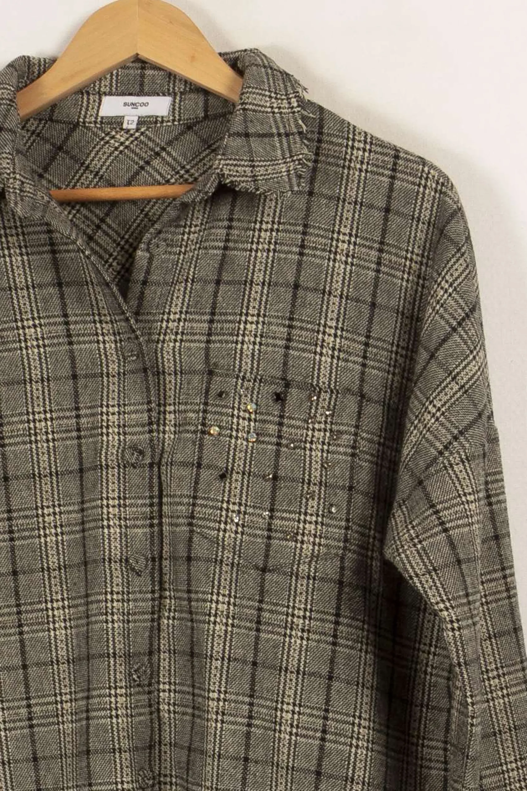 Sale Suncoo Chemise e à carreaux - Taille M/38 Gris