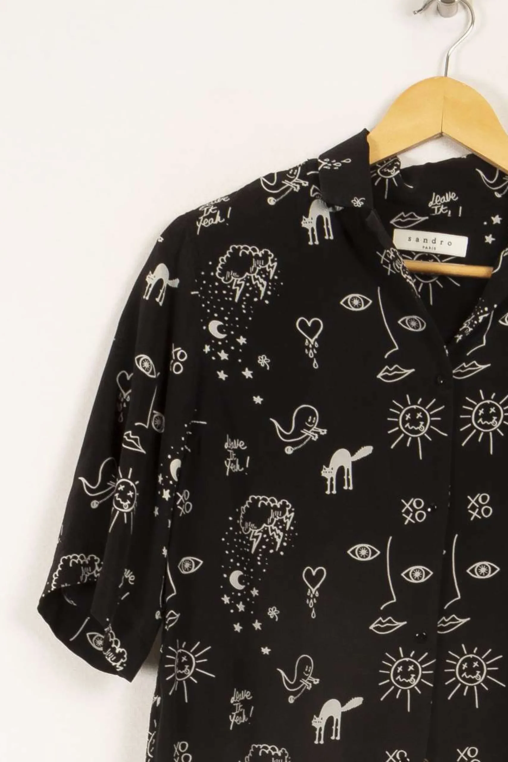 Best Sandro Chemise e à motifs - Taille S/36 Noir