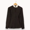 Outlet The Kooples Chemise e à pois blancs avec col - Taille L/40 Noir