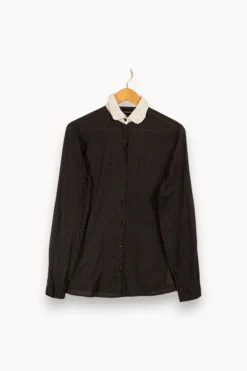 Outlet The Kooples Chemise e à pois blancs avec col - Taille L/40 Noir