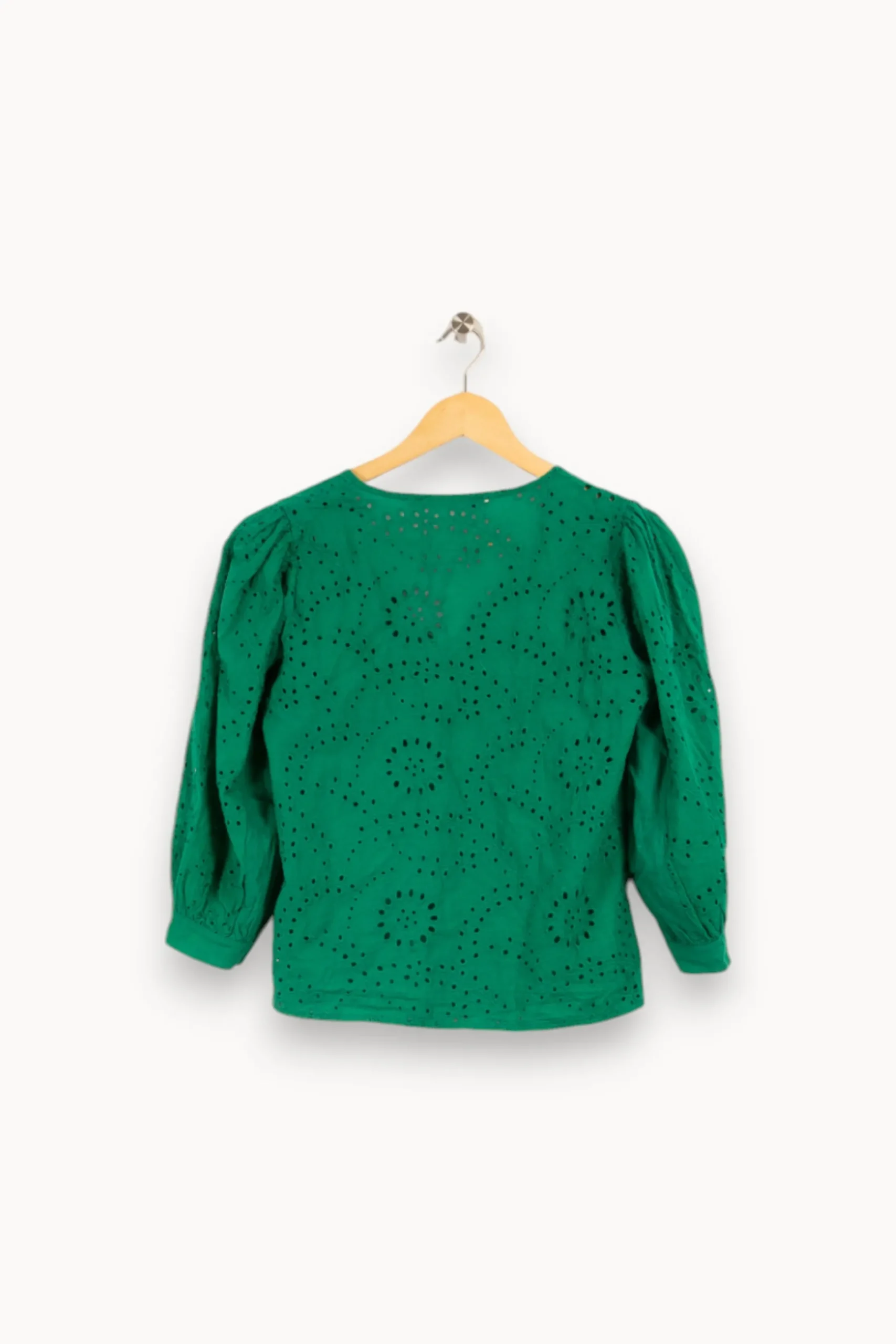 Store La Fée Maraboutée Chemisier en broderie anglaise - S/36 Vert