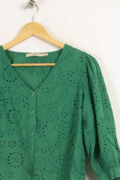 Store La Fée Maraboutée Chemisier en broderie anglaise - S/36 Vert