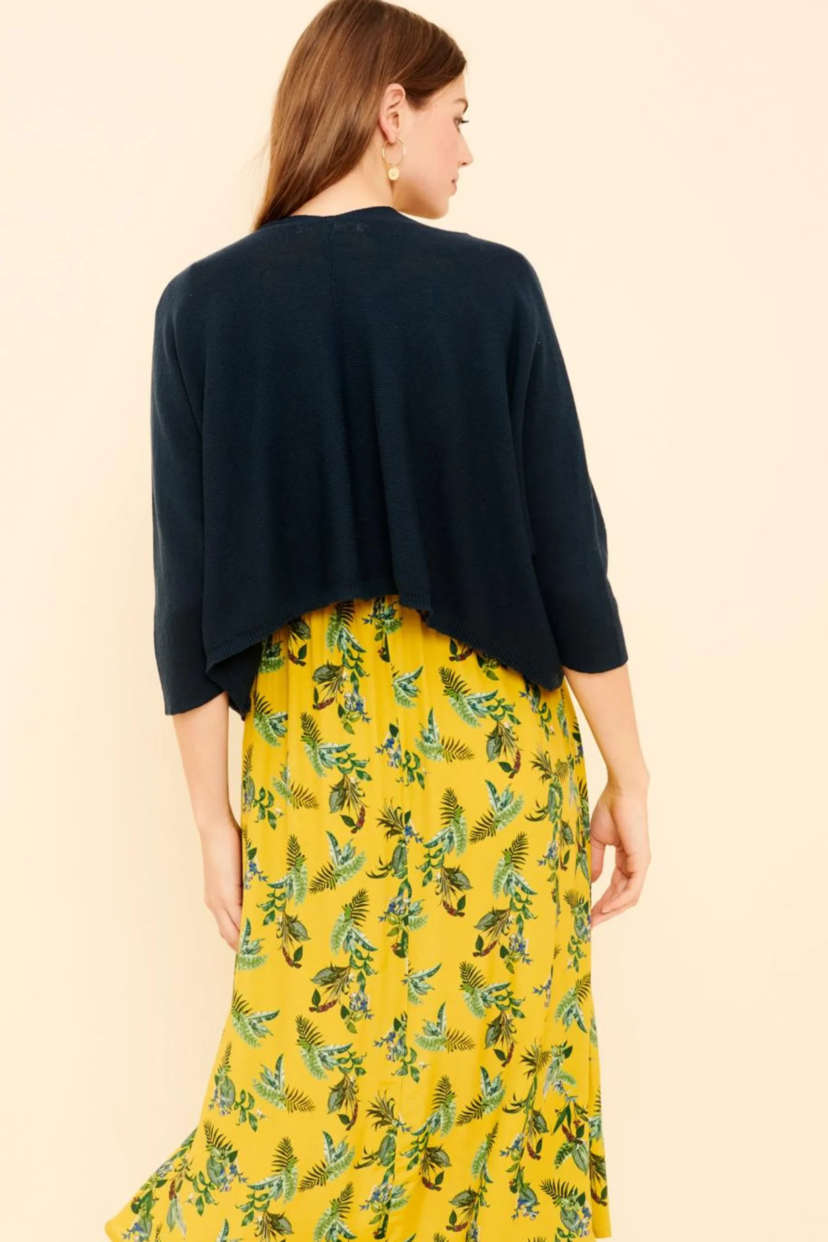 Online La Fée Maraboutée Gilet court en coton point mousse - S/36 Jaune