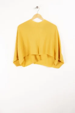 Online La Fée Maraboutée Gilet court en coton point mousse - S/36 Jaune