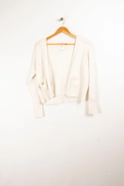 Fashion La Fée Maraboutée Gilet court maille fine en laine mélangée - XS/34 Blanc