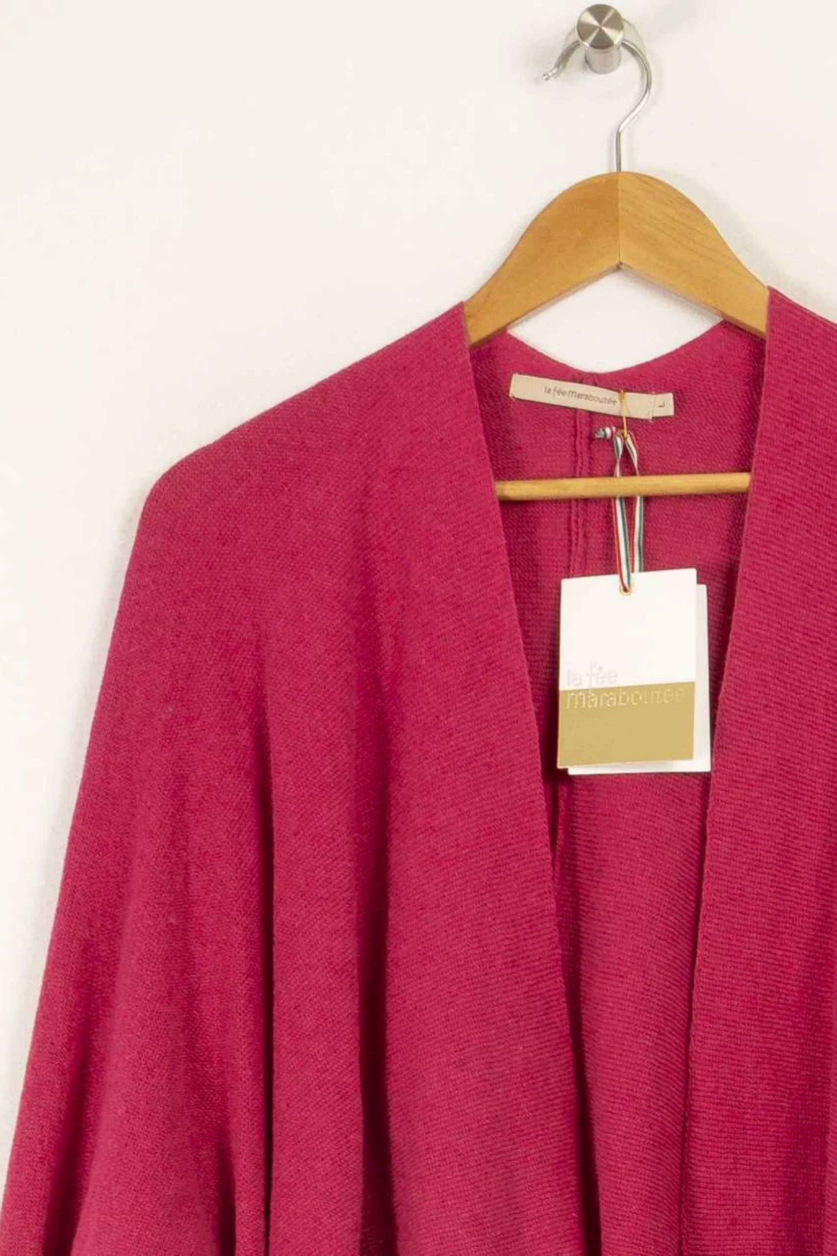 Outlet La Fée Maraboutée Gilet enveloppe court beige - L/40 Rose