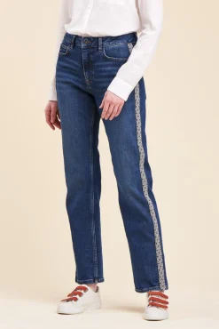 Sale La Fée Maraboutée Jean droit en coton biologique - 34 Bleu