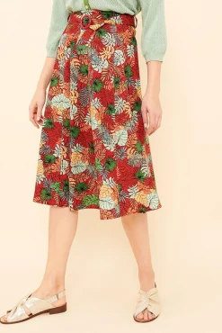 Sale La Fée Maraboutée Jupe à motif tropical - 40 Rouge