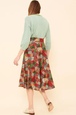 Sale La Fée Maraboutée Jupe à motif tropical - 40 Rouge