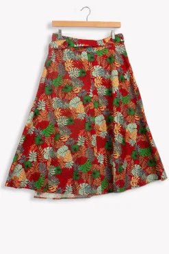 Sale La Fée Maraboutée Jupe à motif tropical - 40 Rouge
