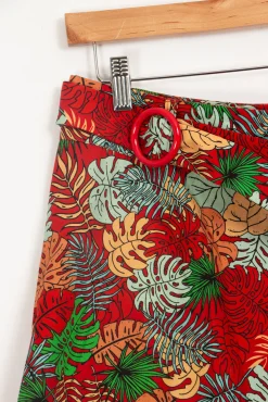 Sale La Fée Maraboutée Jupe à motif tropical - 40 Rouge