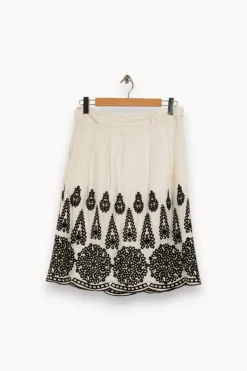 Store Maison 123 Jupe he avec broderies noires - Taille M/38 Blanc