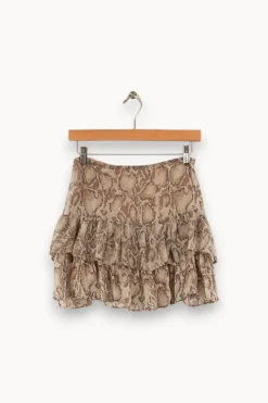 Store IKKS Jupe courte /beige à motif serpent - Taille XS/34 Marron
