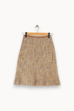 Store Caroll Jupe en tweed marron et bleu - Taille S/36 Multicolore