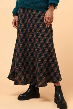 Flash Sale La Fée Maraboutée Jupe longue à carreaux - 36 Bleu