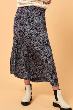 Fashion La Fée Maraboutée Jupe longue imprimée à volant en viscose écoresponsable - S/36 Multicolore