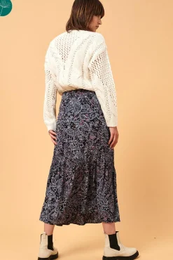 Fashion La Fée Maraboutée Jupe longue imprimée à volant en viscose écoresponsable - S/36 Multicolore