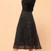 Fashion La Fée Maraboutée Jupe longue plissée imprimée - S/36 Noir