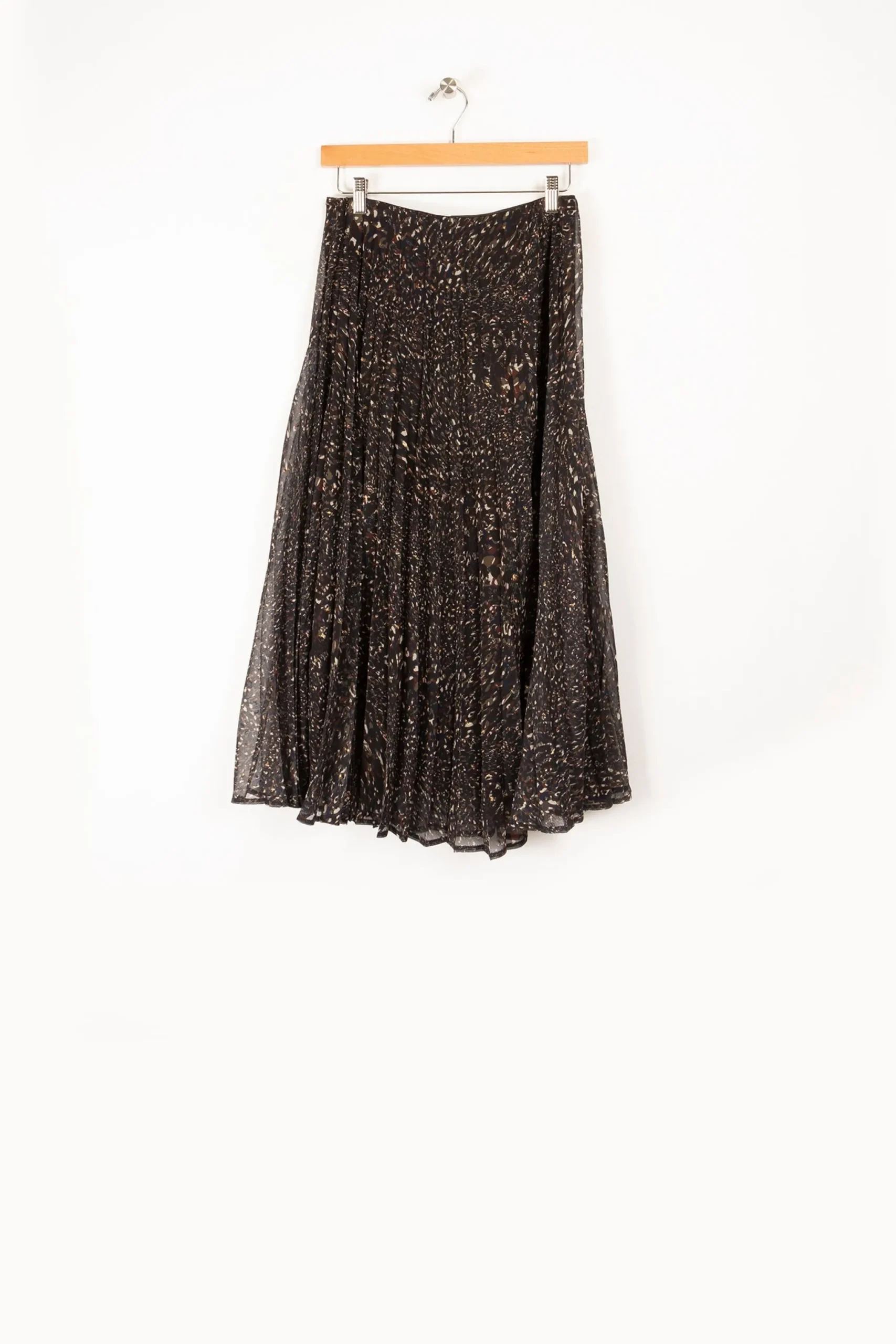 Fashion La Fée Maraboutée Jupe longue plissée imprimée - S/36 Noir