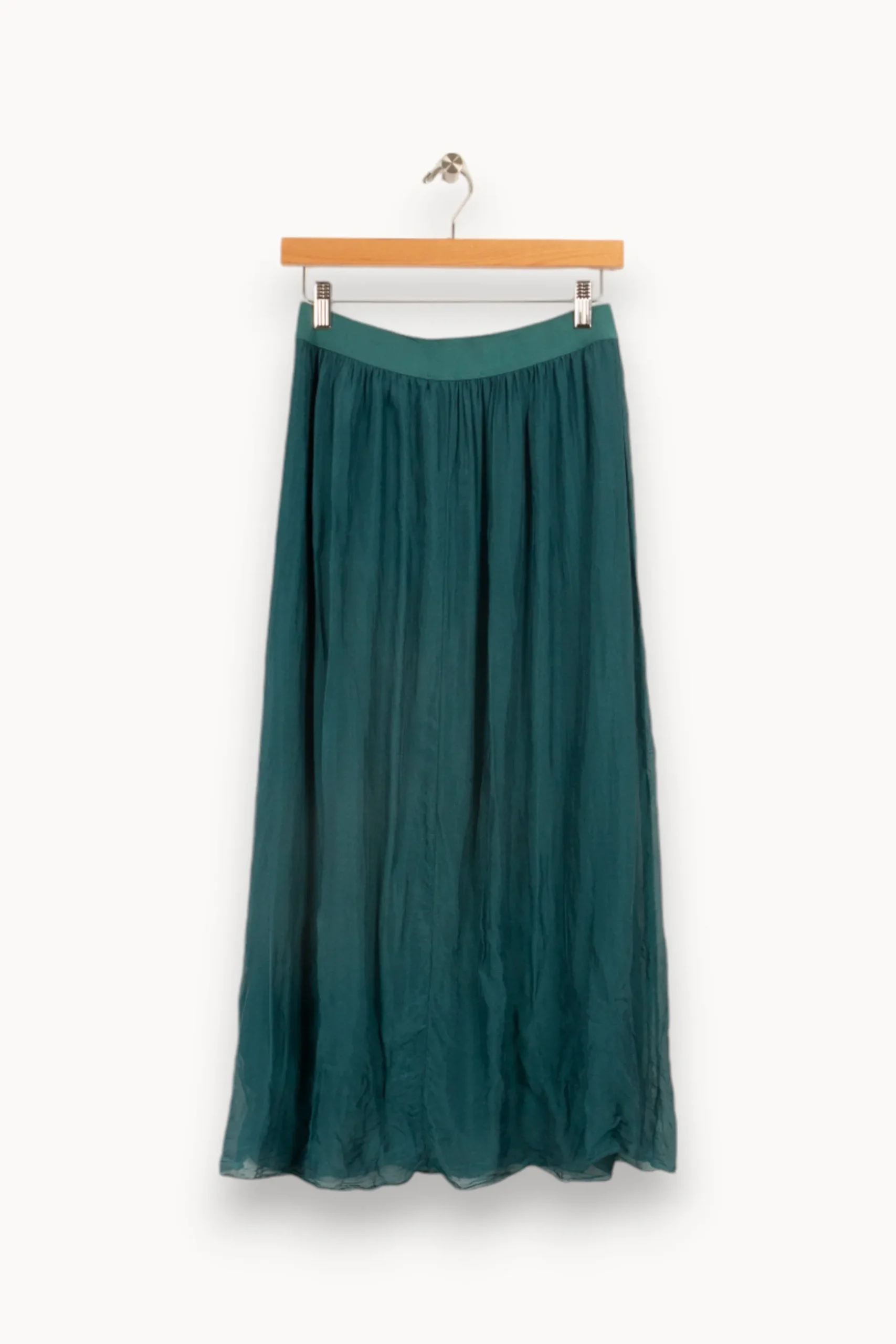 Best Sale La Fée Maraboutée Jupe midi en voile de viscose soie - M/38 Vert