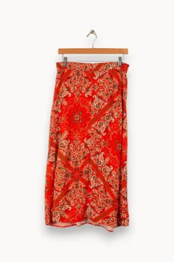 Cheap La Fée Maraboutée Jupe midi fendue imprimé bandana en viscose Ecovero™ - M/38 Rouge