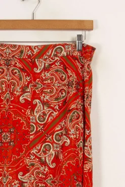 Cheap La Fée Maraboutée Jupe midi fendue imprimé bandana en viscose Ecovero™ - M/38 Rouge