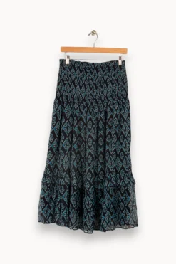 New La Fée Maraboutée Jupe mi-longue évasée en voile imprimé - L/40 Bleu