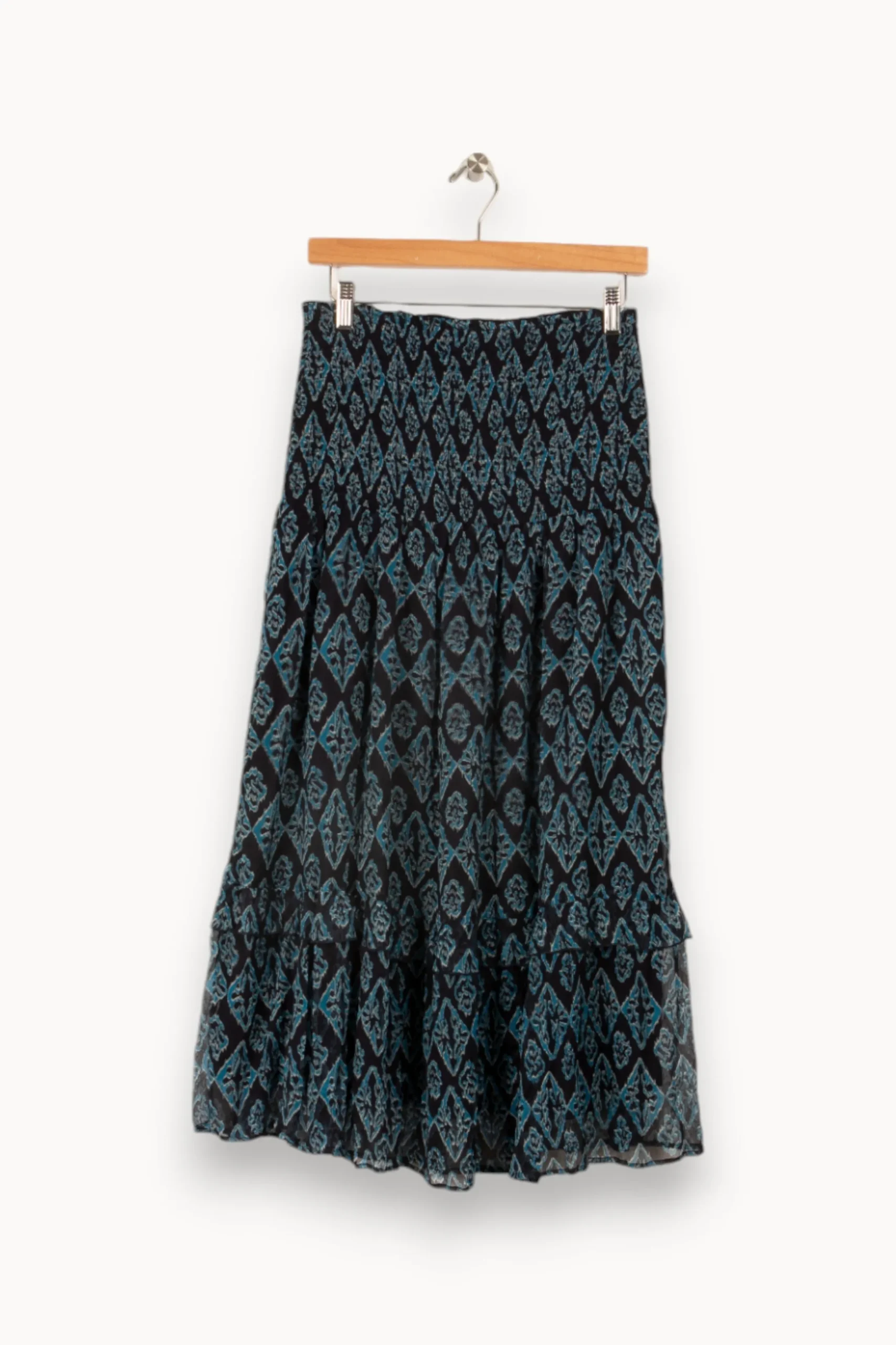 New La Fée Maraboutée Jupe mi-longue évasée en voile imprimé - L/40 Bleu